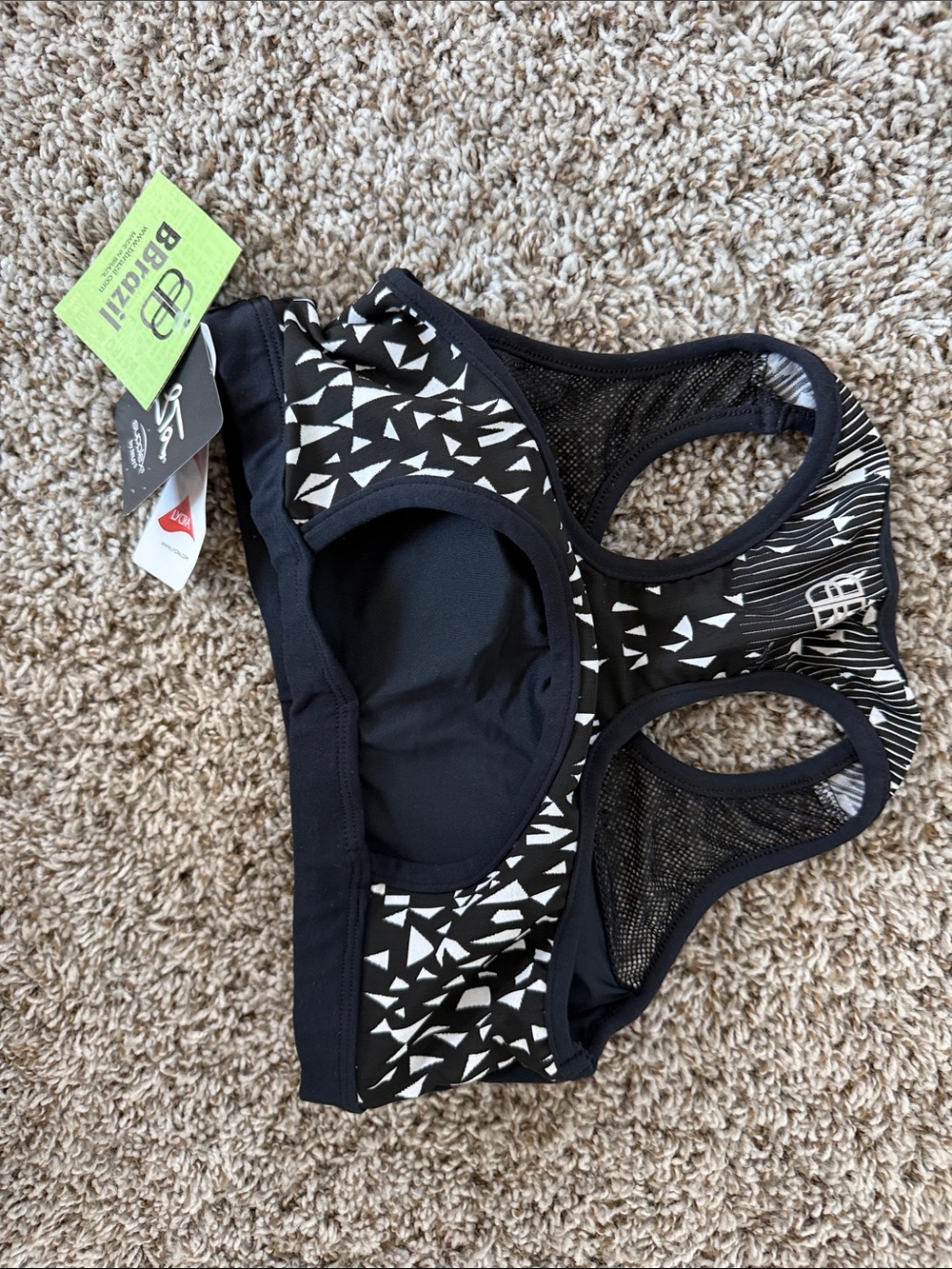 Black & White Racerback Support Sports Bra